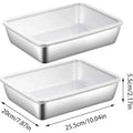 2 Piece Stainless Steel Square Food Tray with Lid, Rectangular Storage Box - 25.5 x 20 x 5.5 cm - view 3