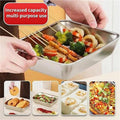 2 Piece Stainless Steel Square Food Tray with Lid, Rectangular Storage Box - 25.5 x 20 x 5.5 cm - view 4
