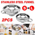 2 Piece Stainless Steel Wide Mouth Funnel Set Large Bore Oil Drain Household Funnels