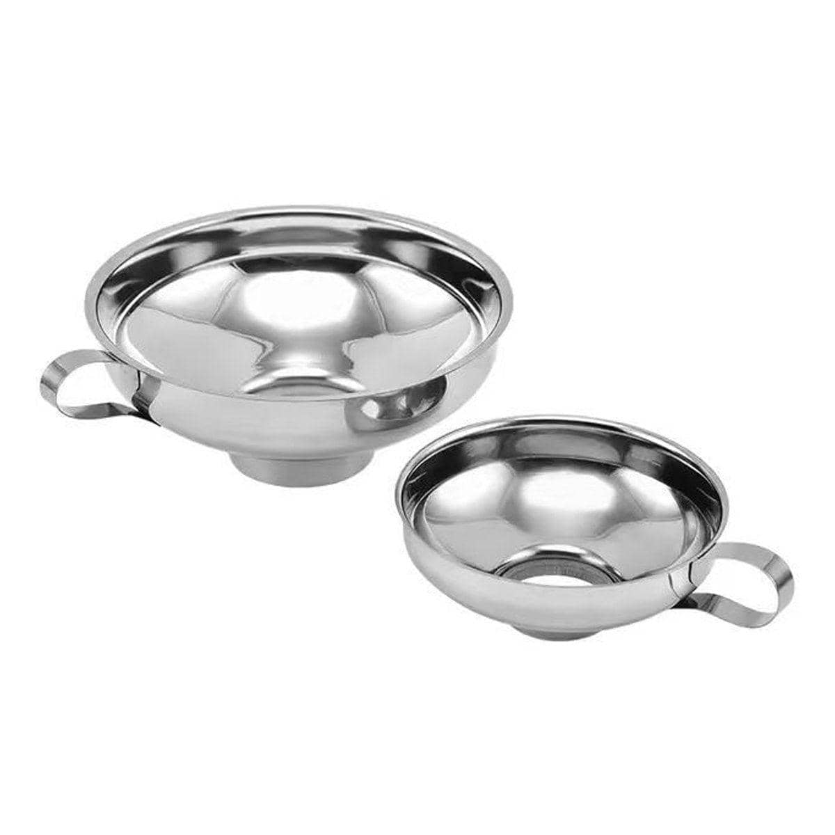 2 Piece Stainless Steel Wide Mouth Funnel Set Large Bore Oil Drain Household Funnels - view 2