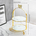 2 Tier Cake Stand - Gold Metal Frame with Marble-Look Trays, 21 x 37 cm - view 3