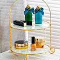2 Tier Cake Stand - Gold Metal Frame with Marble-Look Trays, 21 x 37 cm - view 5