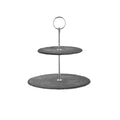 2-Tier Cake Stand with Stainless Steel and Slate Accents, 30 x 28 cm