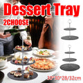 2-Tier Cake Stand with Stainless Steel and Slate Accents, 30 x 28 cm - view 2
