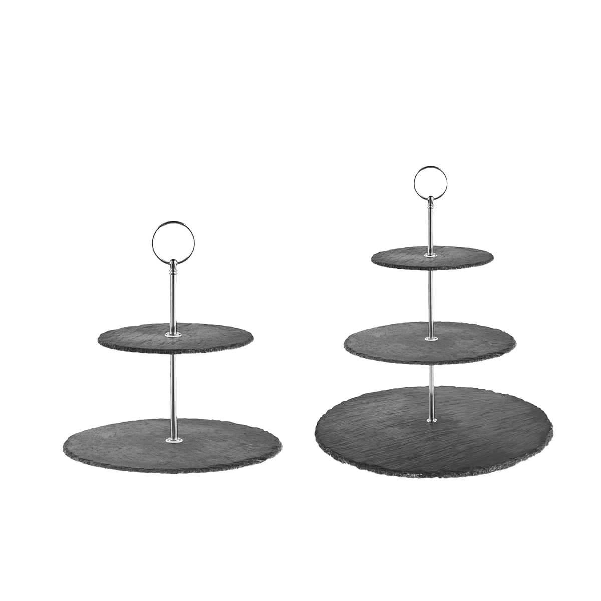2-Tier Cake Stand with Stainless Steel and Slate Accents, 30 x 28 cm - view 3