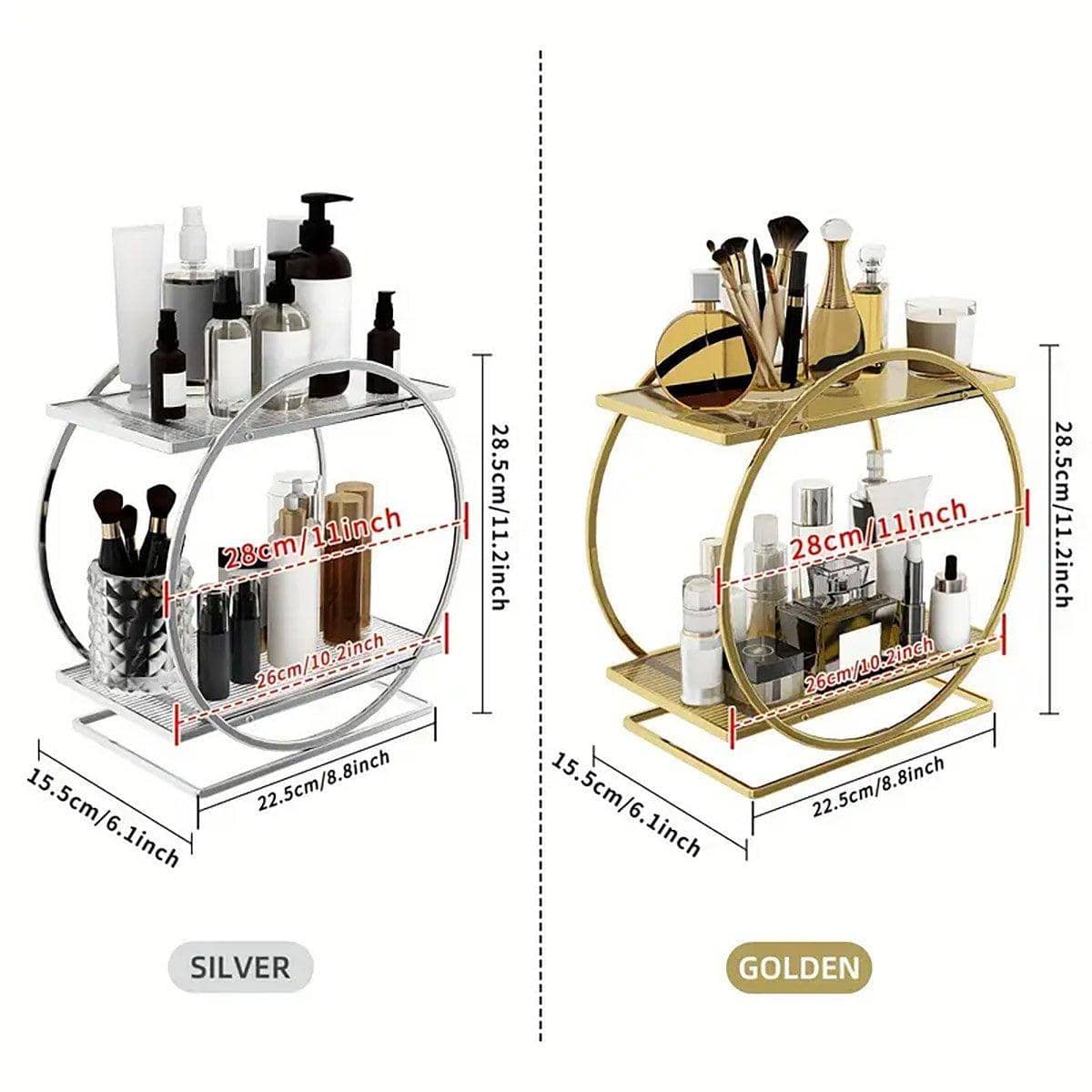 2-Tier Cosmetics Storage Rack - Silver - view 4
