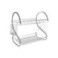2 Tier Dish Drying Rack - Silver Metal Kitchen Drainer, 43 x 39 x 25 cm - view 2