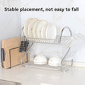 2 Tier Dish Drying Rack - Silver Metal Kitchen Drainer, 43 x 39 x 25 cm - view 4