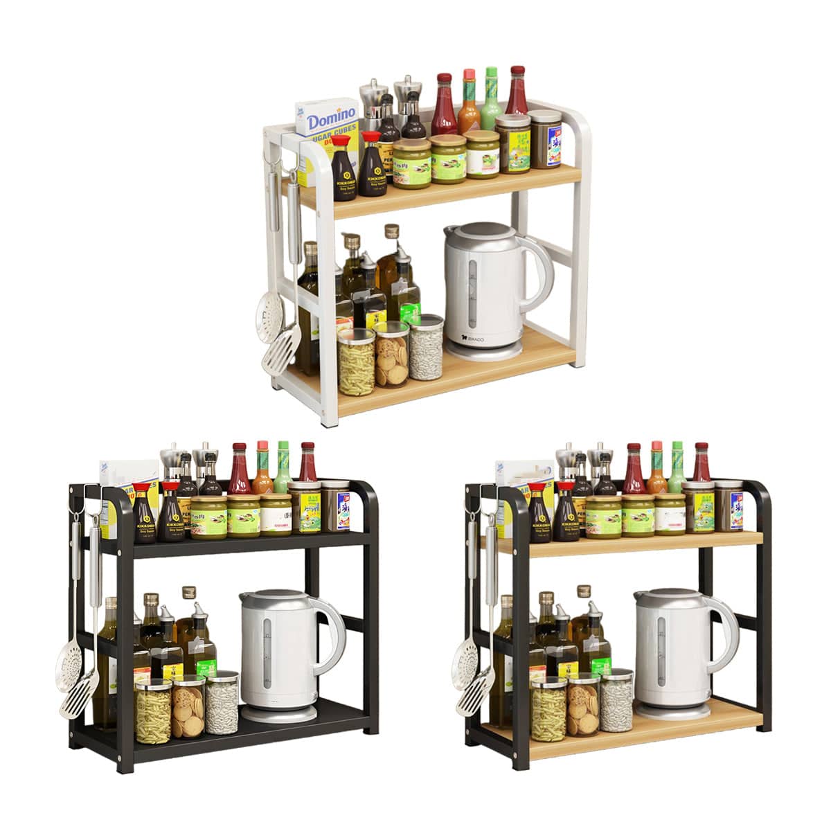 2 Tier Freestanding Kitchen Storage Rack, 50 x 42 x 14 cm - Black - view 3
