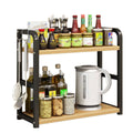 2 Tier Freestanding Kitchen Storage Rack, 50 x 42 x 14 cm - Black and Light Brown