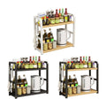 2 Tier Freestanding Kitchen Storage Rack, 50 x 42 x 14 cm - Black and Light Brown - view 3