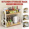 2 Tier Freestanding Kitchen Storage Rack, 50 x 42 x 14 cm - White and Light Brown - view 2