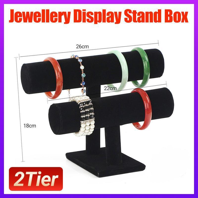 2-Tier Jewellery Display Stand for Bracelets, Necklaces and Watches - Black