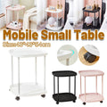 2 Tier Mobile Side Table with Storage Shelf and Lockable Wheels - Black - view 2