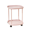2 Tier Mobile Side Table with Storage Shelf and Lockable Wheels - Light Pink