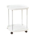 2 Tier Mobile Side Table with Storage Shelf and Lockable Wheels - White