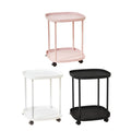 2 Tier Mobile Side Table with Storage Shelf and Lockable Wheels - White - view 3