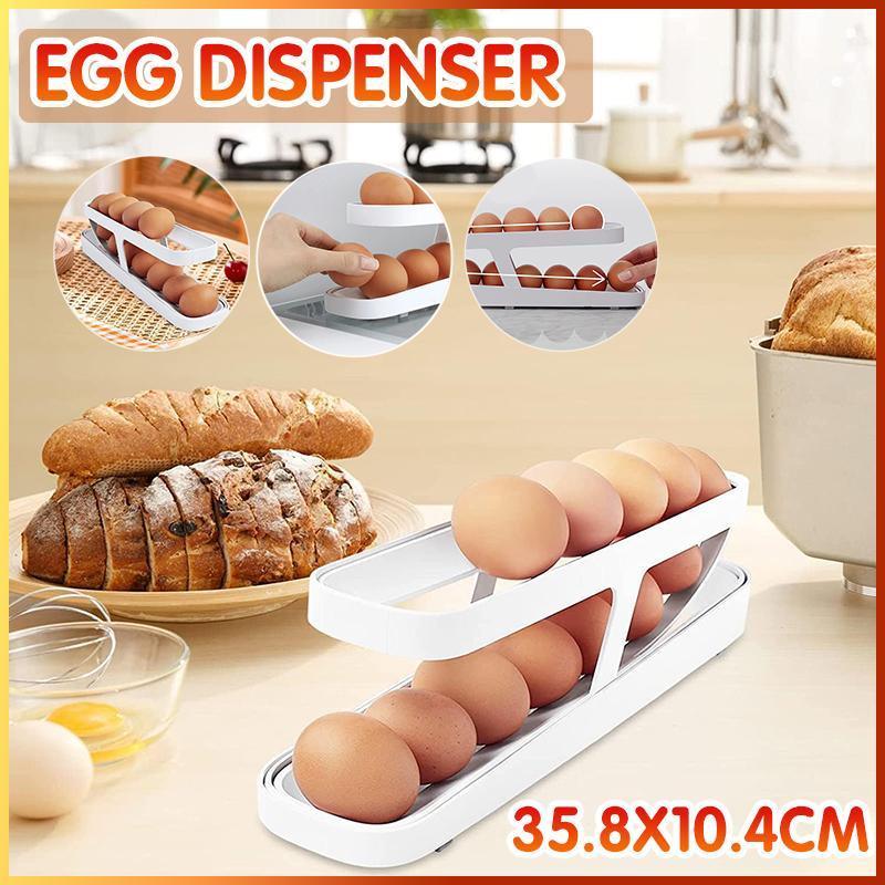 2-Tier Rolling Egg Dispenser for Fridge Storage