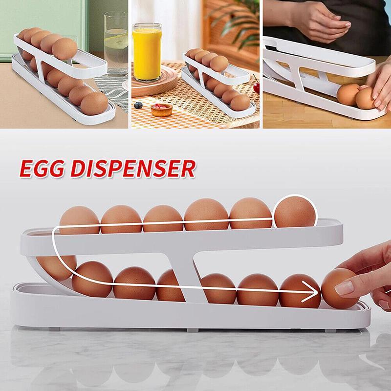2-Tier Rolling Egg Dispenser for Fridge Storage - view 5