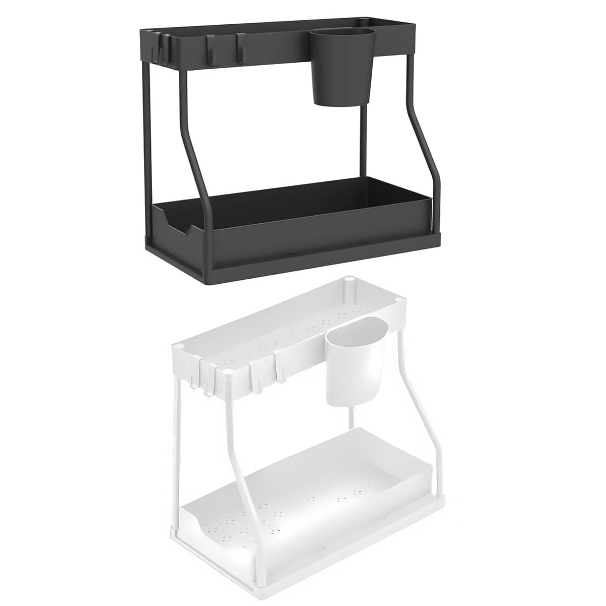 2-Tier Under Sink Storage Rack Double Layer Organiser Shelf for Kitchen and Bathroom - Black - view 3