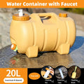 20 L Portable Yellow Water Storage Container with Faucet for Camping, Hiking and Car Travel