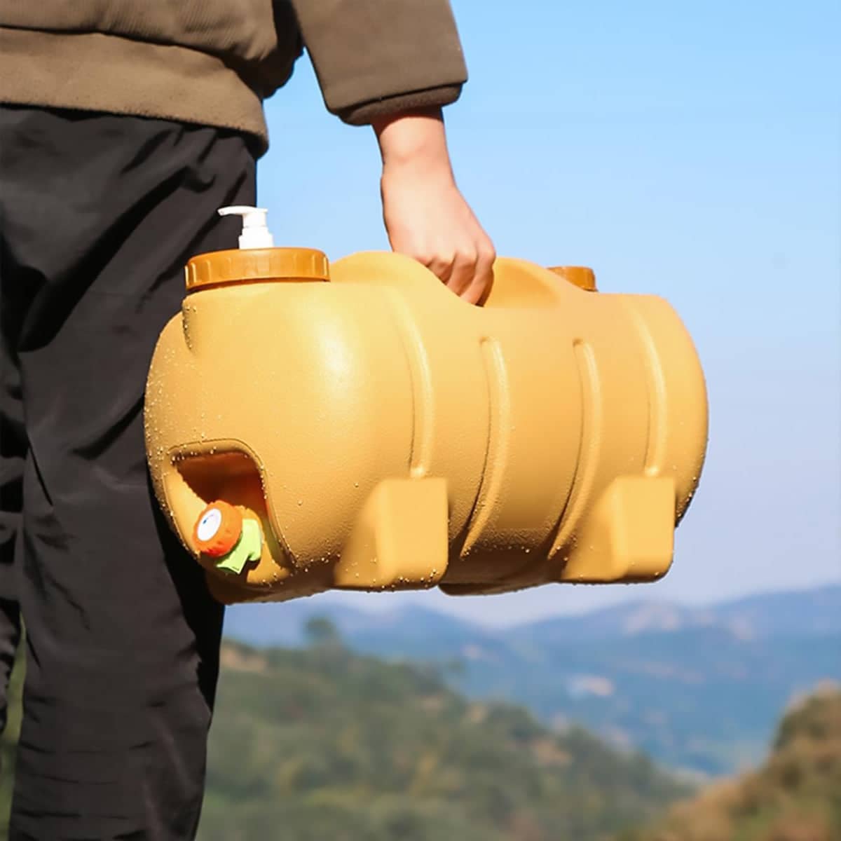 20 L Portable Yellow Water Storage Container with Faucet for Camping, Hiking and Car Travel - view 5