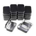 20 Piece Connected Flip Top Tin Box Small Item Storage Case for Craft and Jewellery - Black