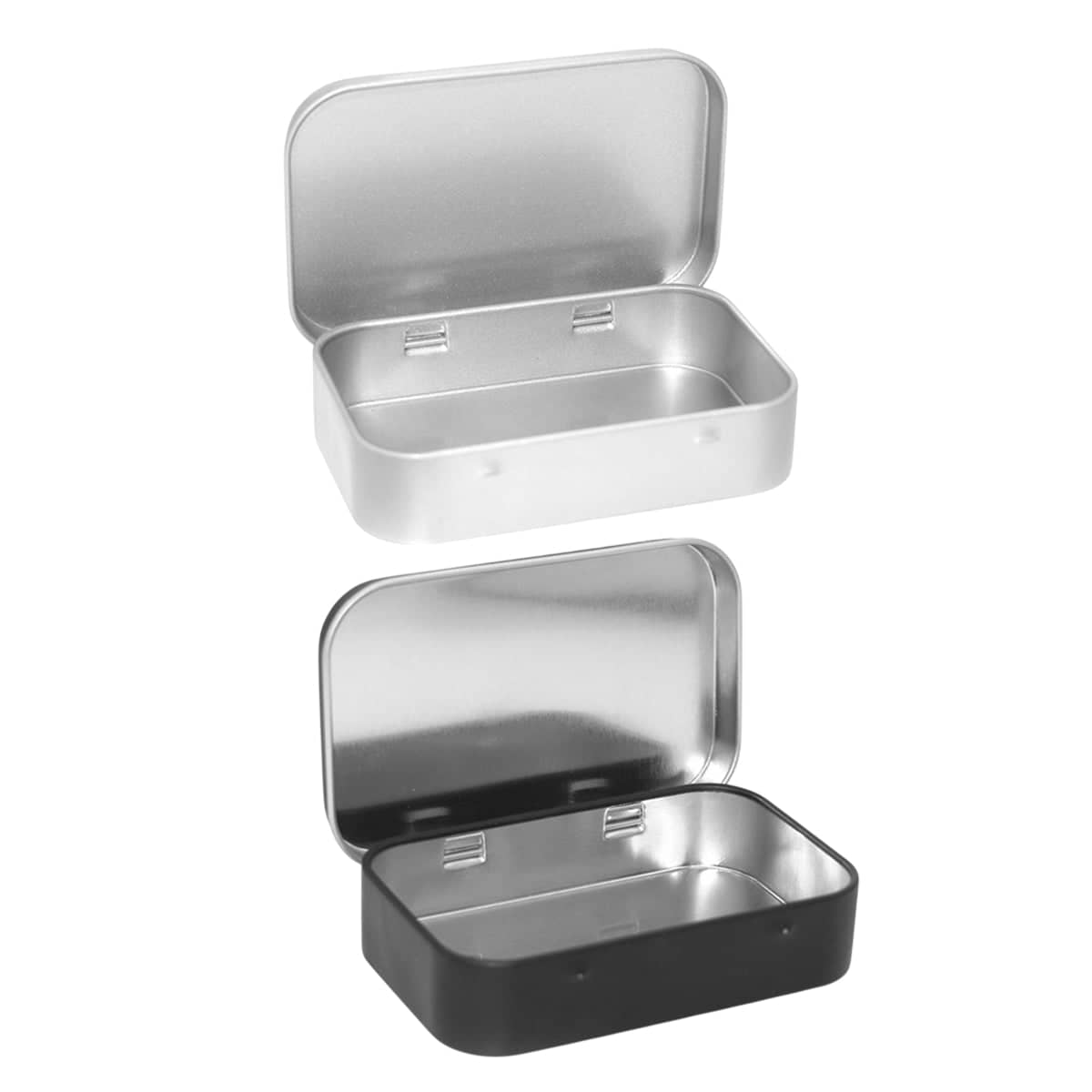 20 Piece Connected Flip Top Tin Box Small Item Storage Case for Craft and Jewellery - Black - view 3