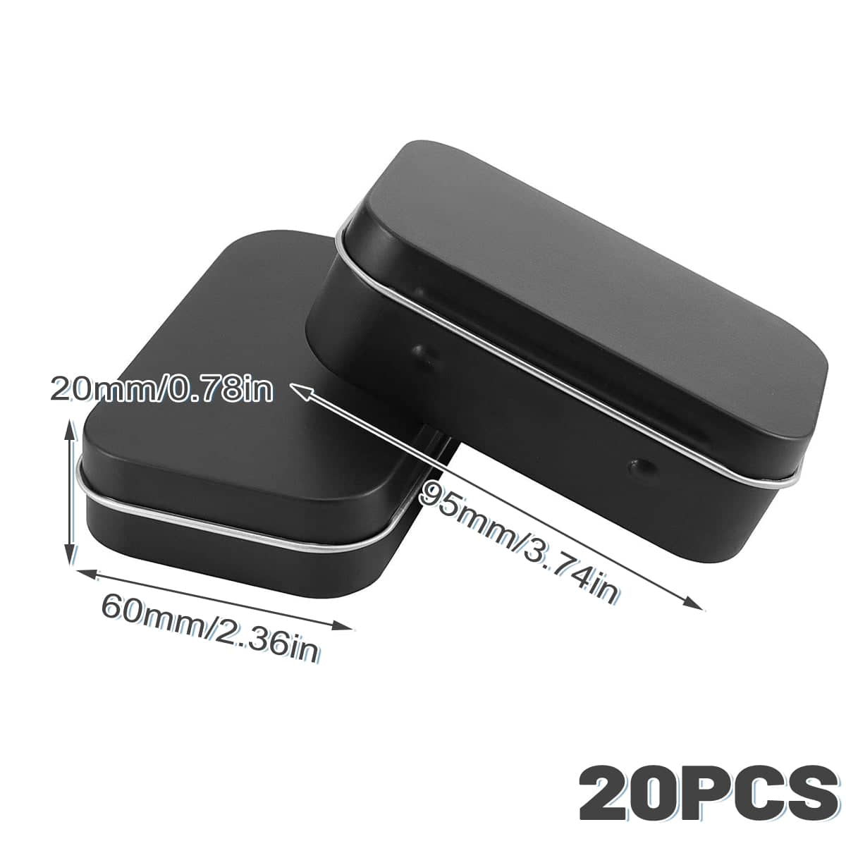 20 Piece Connected Flip Top Tin Box Small Item Storage Case for Craft and Jewellery - Black - view 4