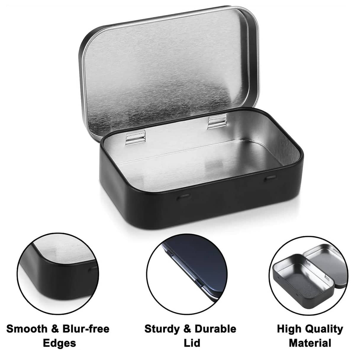 20 Piece Connected Flip Top Tin Box Small Item Storage Case for Craft and Jewellery - Black - view 5