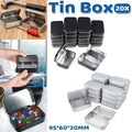 20 Piece Connected Flip Top Tin Box Small Item Storage Case for Craft and Jewellery - Silver - view 2