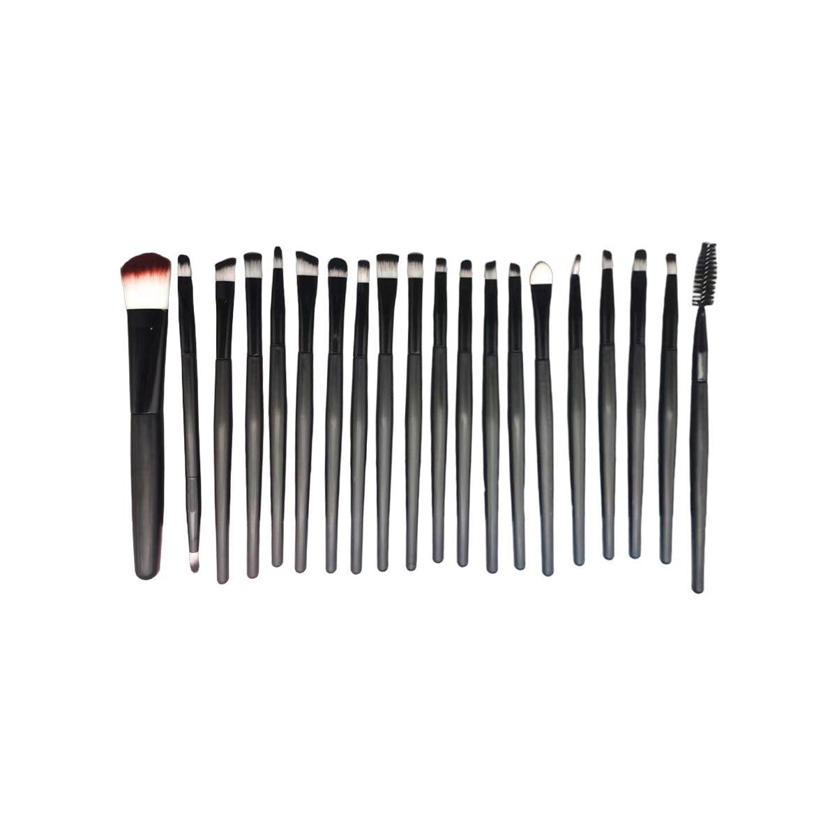20 Piece Makeup Brush Set for Eyeshadow, Powder and Foundation - All Black