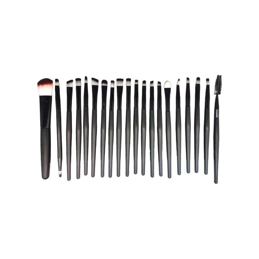 20 Piece Makeup Brush Set for Eyeshadow, Powder and Foundation - All Black