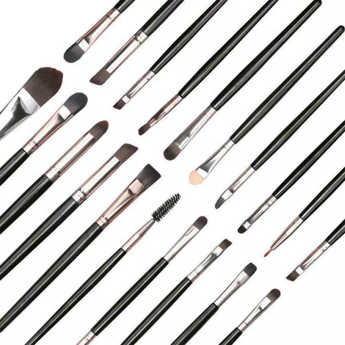 20 Piece Makeup Brush Set for Eyeshadow, Powder and Foundation - All Black - view 5