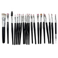 20 Piece Makeup Brush Set for Eyeshadow, Powder and Foundation - Black and Silver