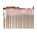 20 Piece Makeup Brush Set for Eyeshadow, Powder and Foundation - Brown and Rose Gold