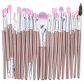 20 Piece Makeup Brush Set for Eyeshadow, Powder and Foundation - Brown and Silver