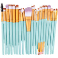 20 Piece Makeup Brush Set for Eyeshadow, Powder and Foundation - Green and Gold
