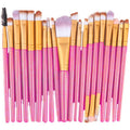 20 Piece Makeup Brush Set for Eyeshadow, Powder and Foundation - Pink and Gold