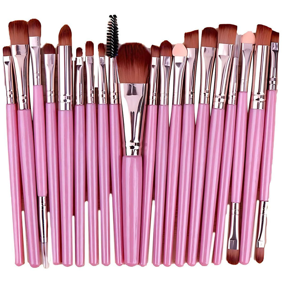 20 Piece Makeup Brush Set for Eyeshadow, Powder and Foundation - Pink and Rose Gold