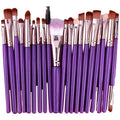 20 Piece Makeup Brush Set for Eyeshadow, Powder and Foundation - Purple and Rose Gold