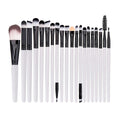 20 Piece Makeup Brush Set for Eyeshadow, Powder and Foundation - White and Black