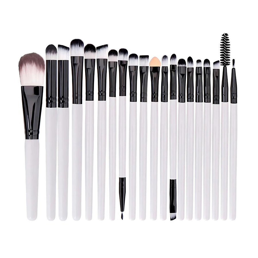 20 Piece Makeup Brush Set for Eyeshadow, Powder and Foundation - White and Black