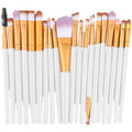 20 Piece Makeup Brush Set for Eyeshadow, Powder and Foundation - White and Gold