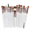 20 Piece Makeup Brush Set for Eyeshadow, Powder and Foundation - White and Rose Gold