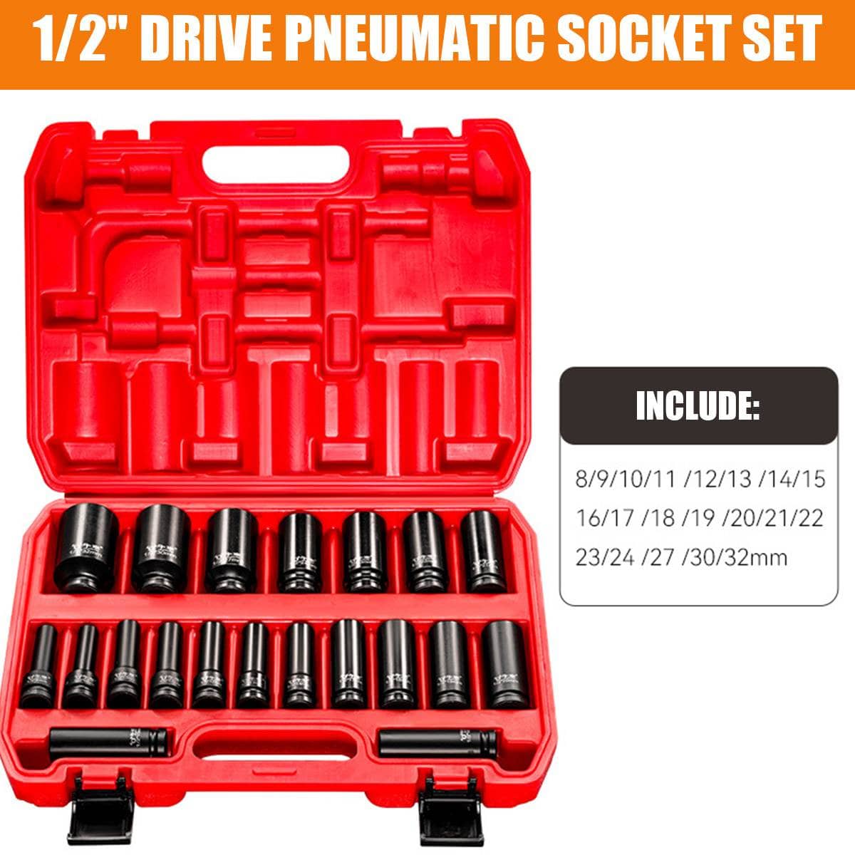 20 Piece Metric Impact Socket Set, Half Inch Drive for Automotive Repairs - view 4