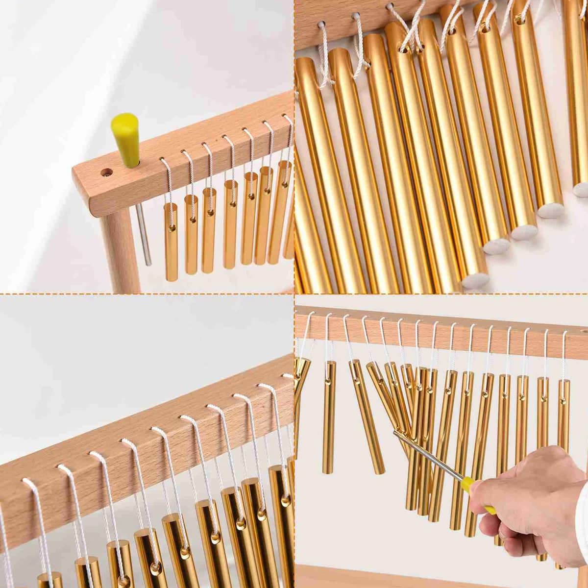 20 Tone Aluminium Wind Chime Percussion Instrument with Beech Wood Base - view 5