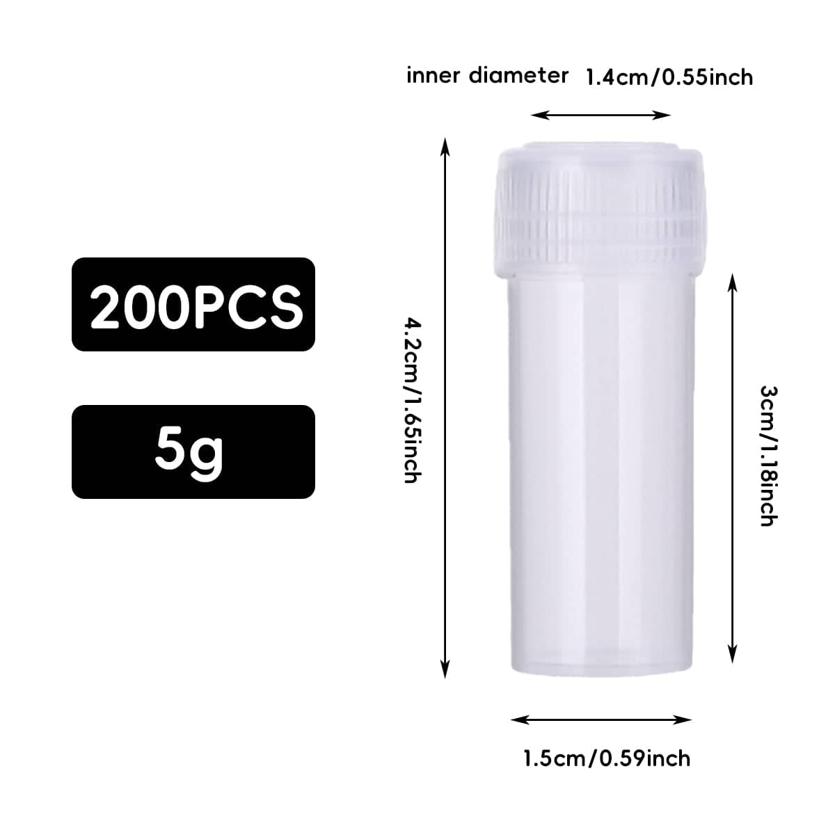 200 Clear Plastic Storage Bottles with Lids for Pills, Beads and Small Items - view 3