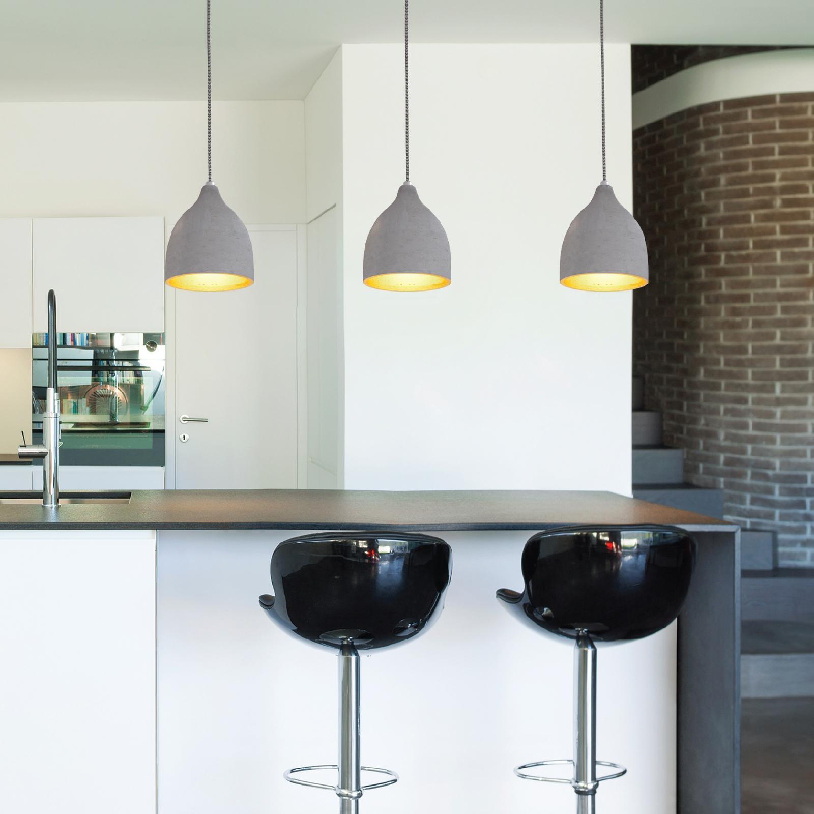 Home Design Bussi Concrete Pendant Light 200mm Natural Grey E27 Indoor
