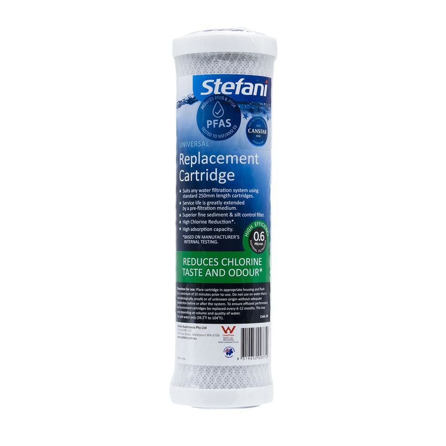 Stefani Carbon Block Cartridge - 250mm - 0.6 Micron - Chlorine Reduction - SuperSaverAU - view 1